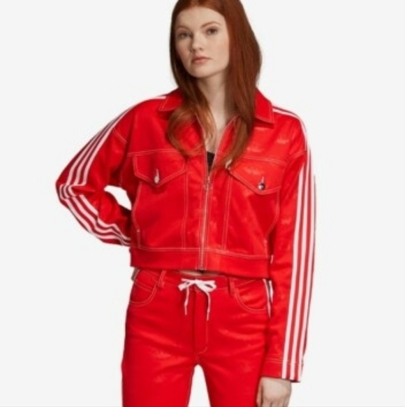 ADIDAS X FIORUCCI Red High Waisted Side Striped Jeans BNWT - Picture 5 of 10